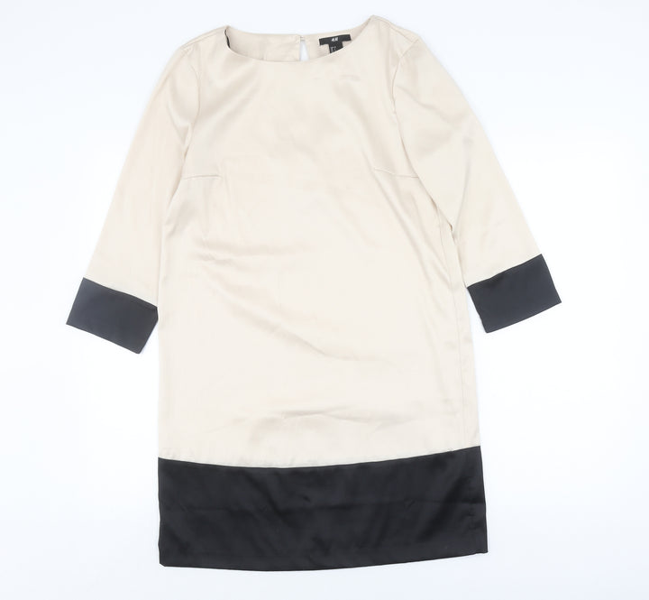 H&M Women's Beige Shift Dress, Knee-Length, Size 8