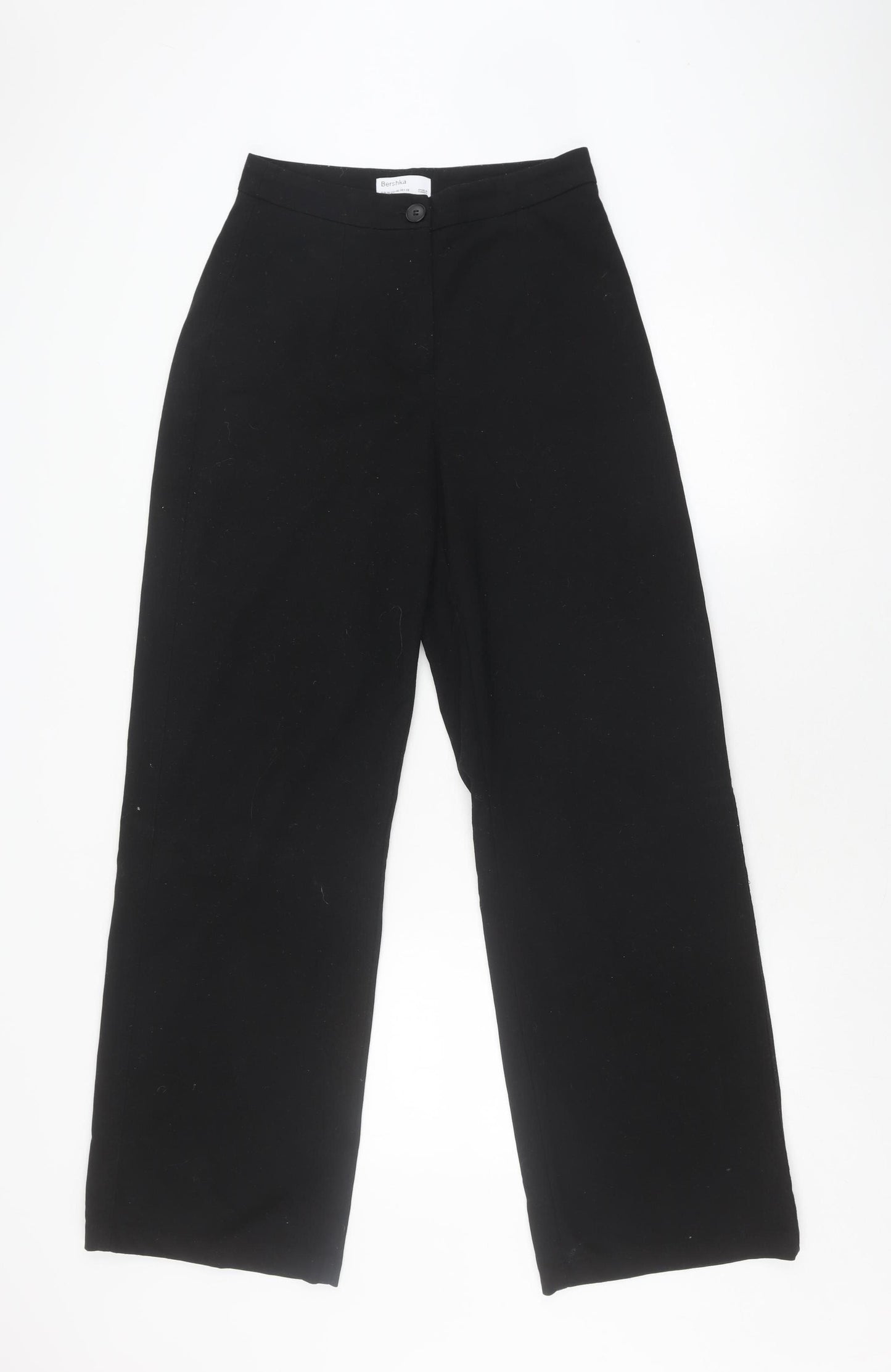 Bershka Women's Black Trousers Size 10 Flat Front