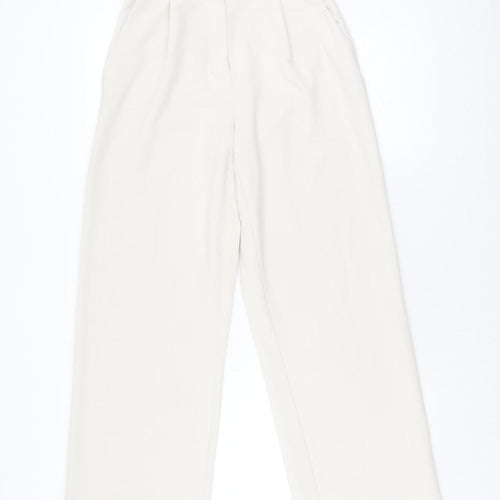 H&M Ivory Women's Straight Elastic Waist Trousers Size 10