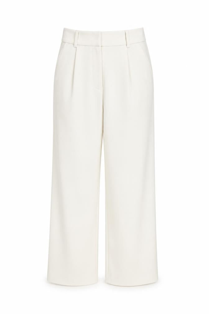 H&M Ivory Women's Straight Elastic Waist Trousers Size 10