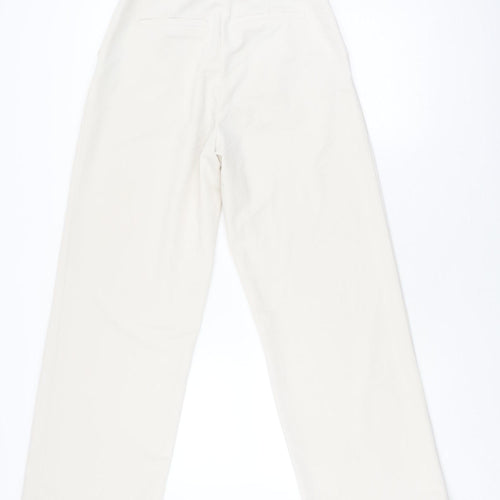 H&M Ivory Women's Straight Elastic Waist Trousers Size 10