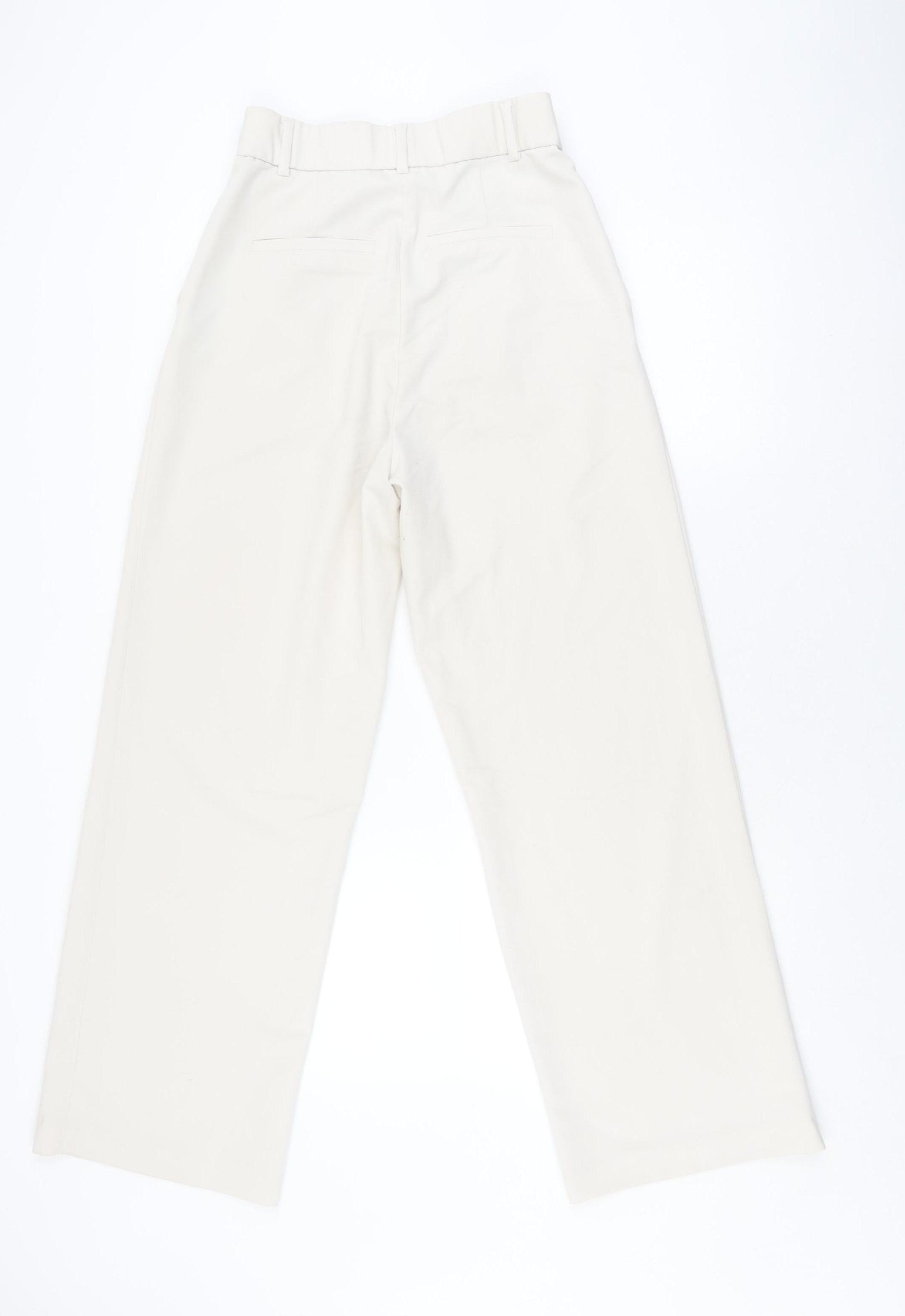 H&M Ivory Women's Straight Elastic Waist Trousers Size 10