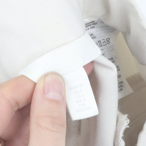 H&M Ivory Women's Straight Elastic Waist Trousers Size 10