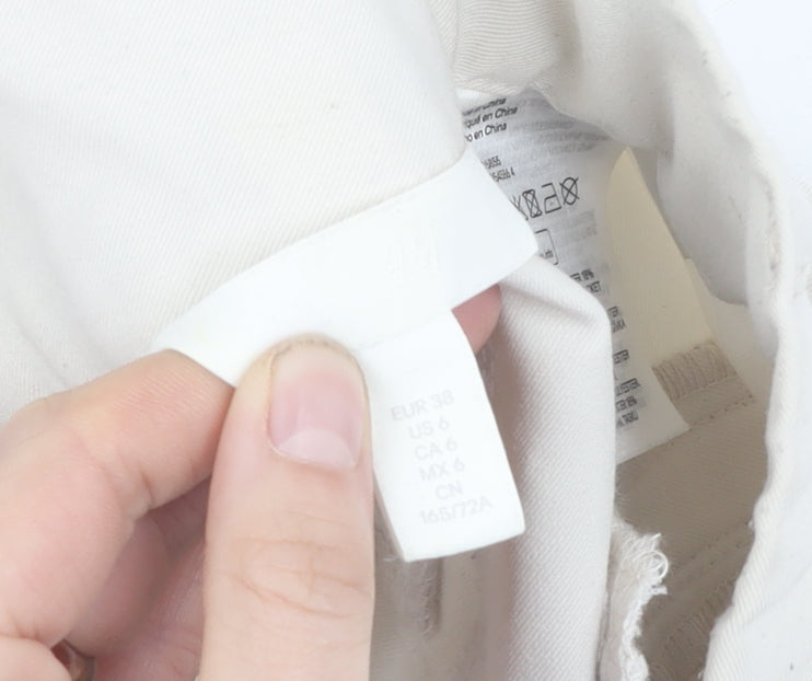 H&M Ivory Women's Straight Elastic Waist Trousers Size 10