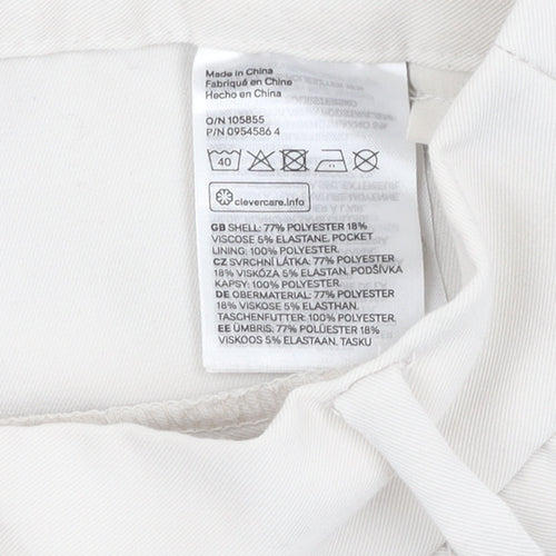 H&M Ivory Women's Straight Elastic Waist Trousers Size 10