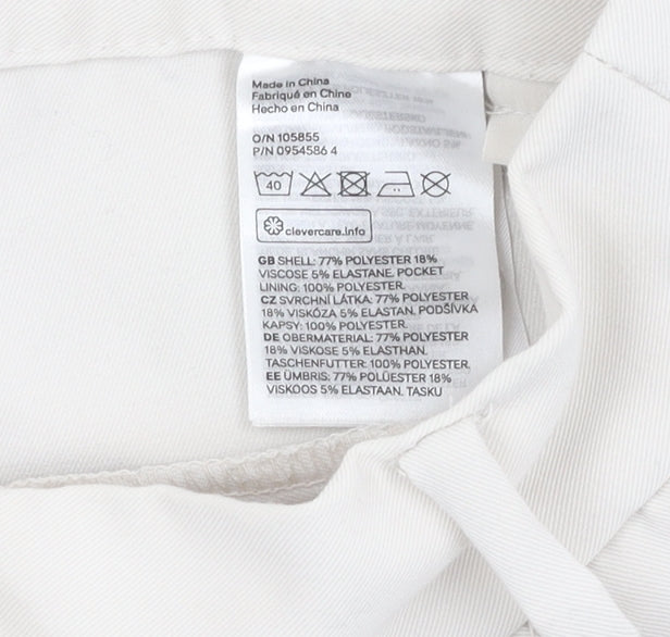 H&M Ivory Women's Straight Elastic Waist Trousers Size 10