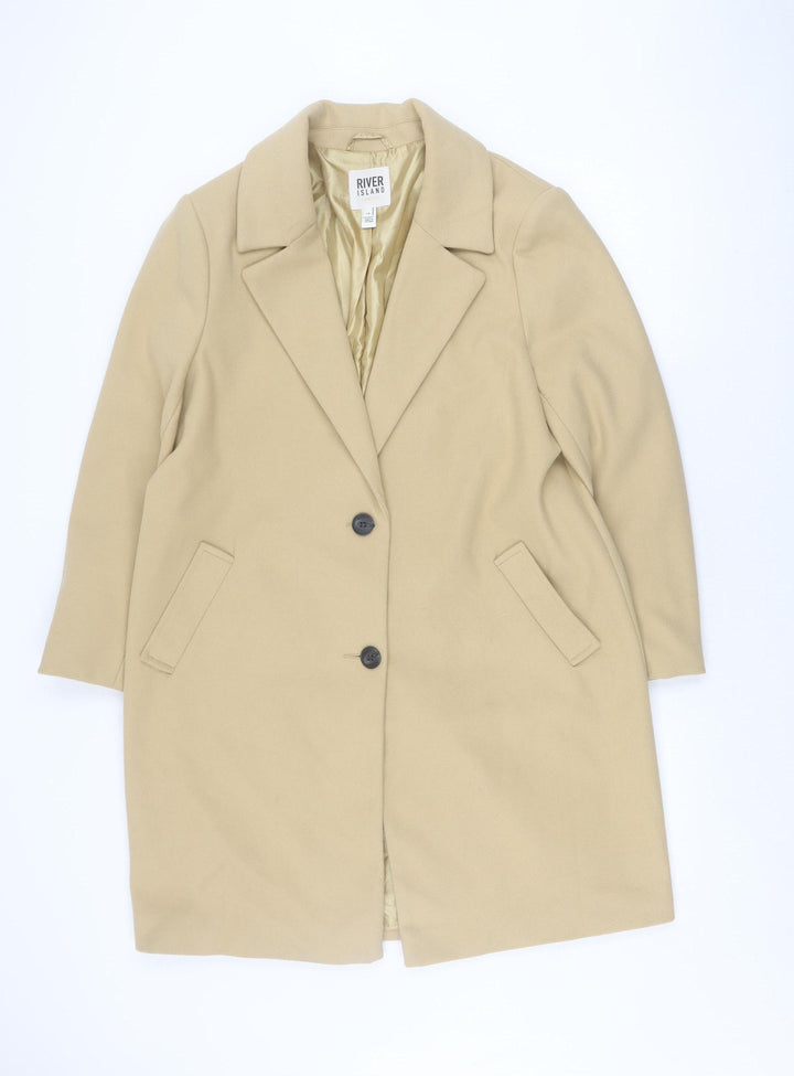 River Island Women's Beige Overcoat Size 14