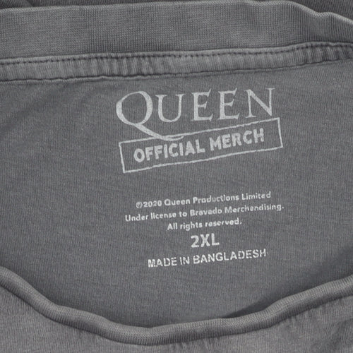 Queen Official Merch Men's Grey 2XL Graphic T-Shirt