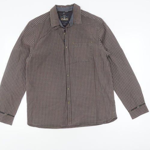 White Stuff Men's Brown Check Classic Button-Up Shirt