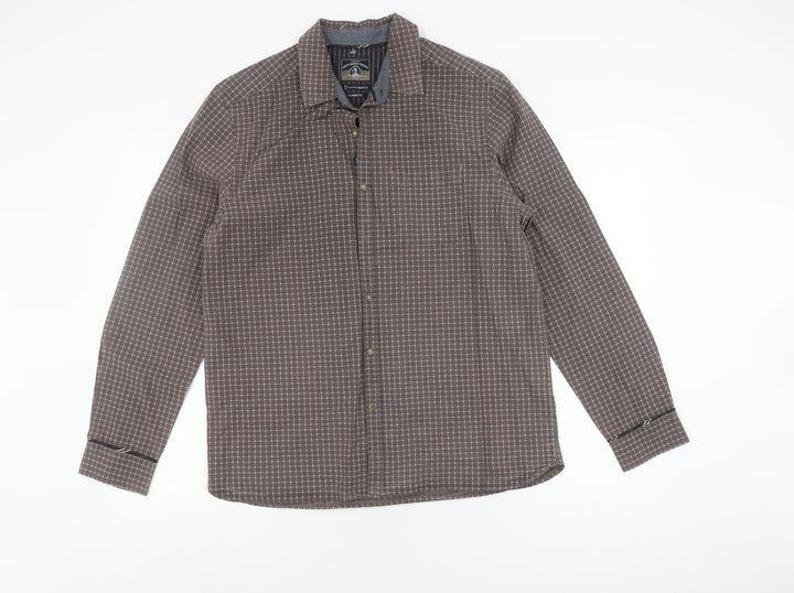 White Stuff Men's Brown Check Classic Button-Up Shirt
