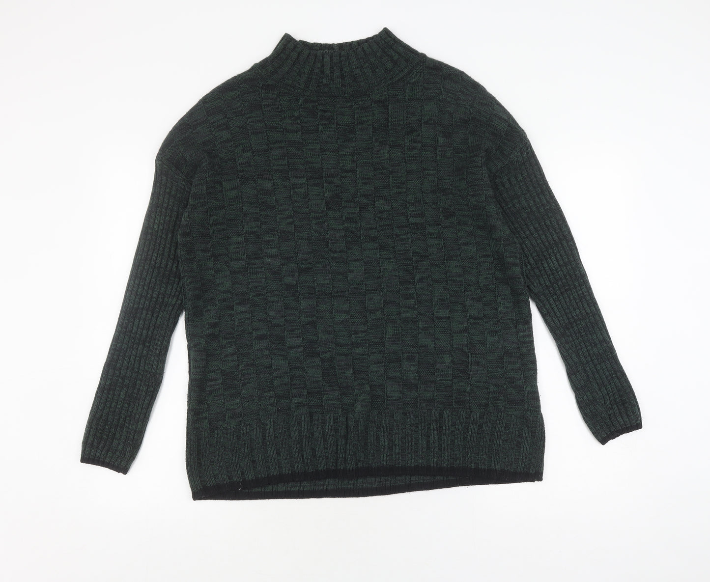 Next Men's Green Mock Neck Pullover Jumper, Size S