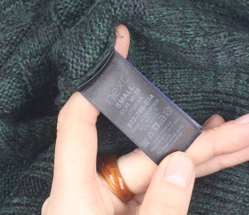 Next Men's Green Mock Neck Pullover Jumper, Size S
