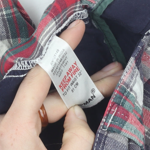 Topman Men's Cargo Shorts Multicoloured Plaid 32