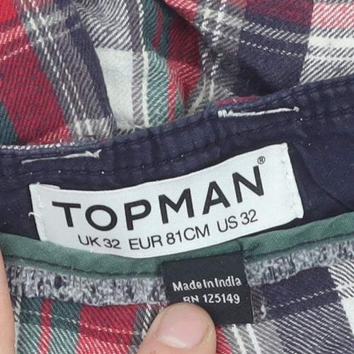 Topman Men's Cargo Shorts Multicoloured Plaid 32