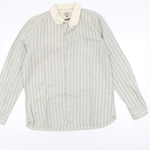 Next Men's Multicoloured Striped Long Sleeve Shirt L