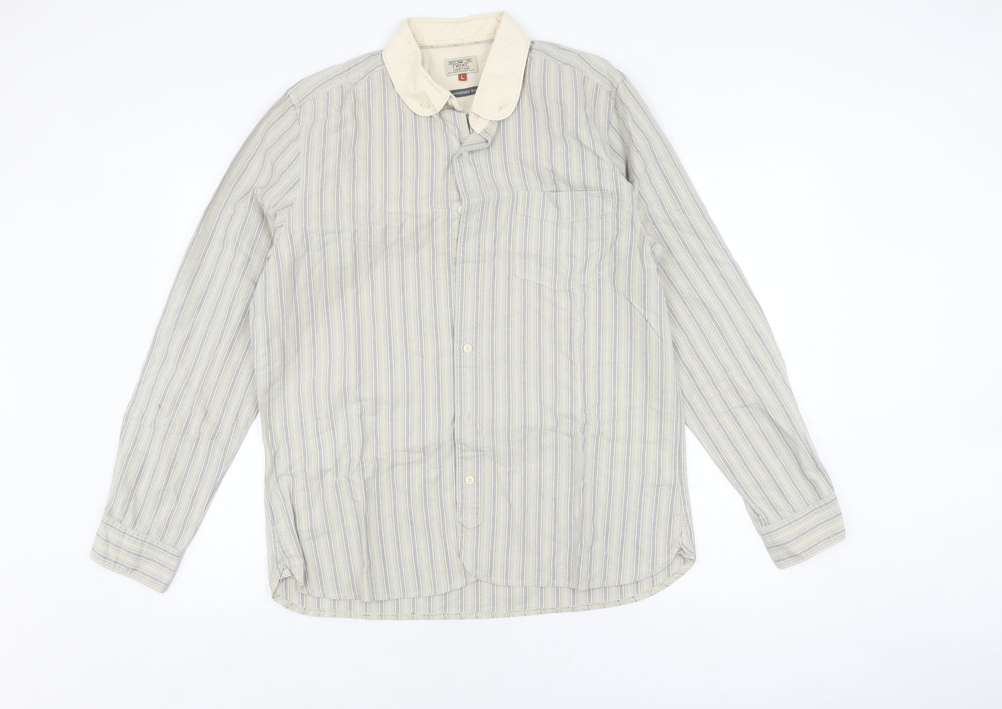 Next Men's Multicoloured Striped Long Sleeve Shirt L