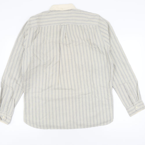 Next Men's Multicoloured Striped Long Sleeve Shirt L
