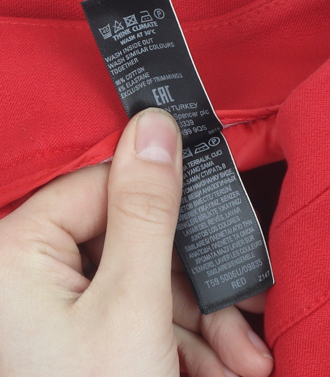 Marks and Spencer Women's Red Cropped Trousers Size 12