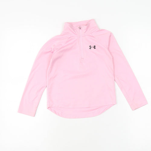 Under Armour Girls' Pink Long Sleeve Moisture Wicking Pullover