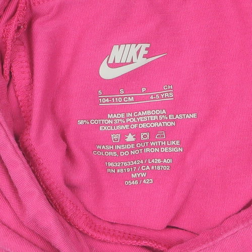Nike Girls Pink Leggings 5 Years Activewear Elastic Waist