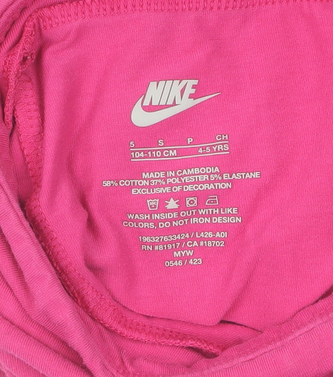 Nike Girls Pink Leggings 5 Years Activewear Elastic Waist