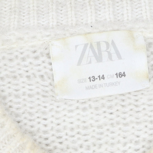 Zara Girls Multicoloured Patchwork Knit Jumper 13-14 Years