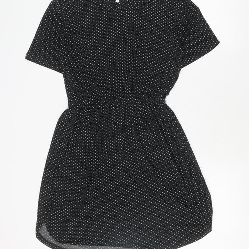 Warehouse Women's Black Polka Dot Dress - Size 10