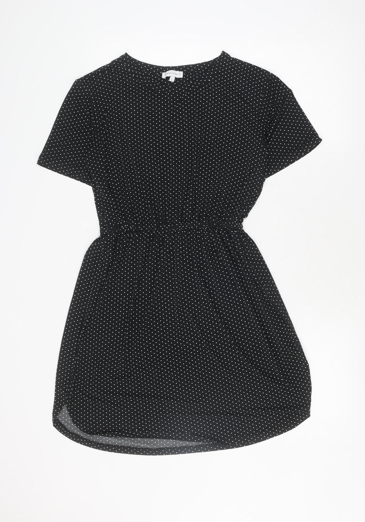 Warehouse Women's Black Polka Dot Dress - Size 10