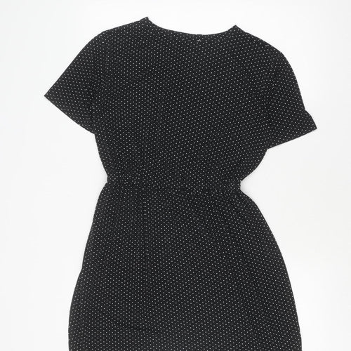 Warehouse Women's Black Polka Dot Dress - Size 10