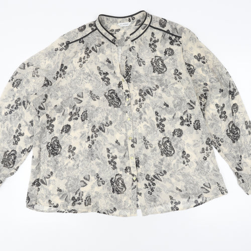 Marks and Spencer Women's Beige Floral Blouse Size 22