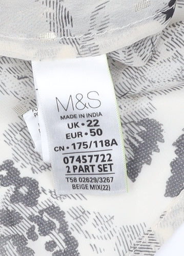 Marks and Spencer Women's Beige Floral Blouse Size 22