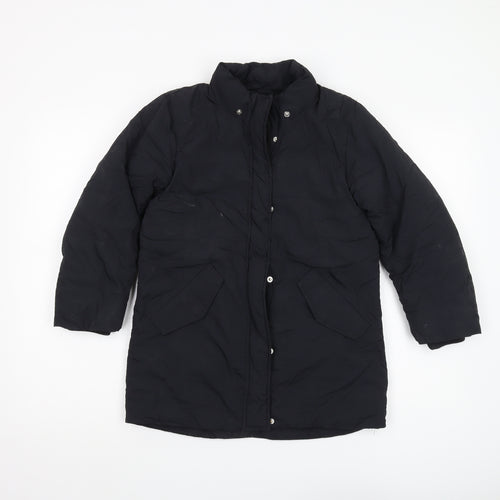 H&M Boys Black Puffer Jacket 7-8Y Long Winter Coat