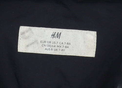 H&M Boys Black Puffer Jacket 7-8Y Long Winter Coat