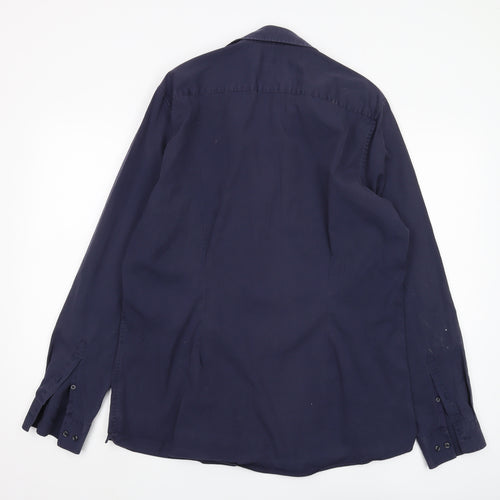 Next Men's Blue Slim Fit Long Sleeve Shirt Size 17
