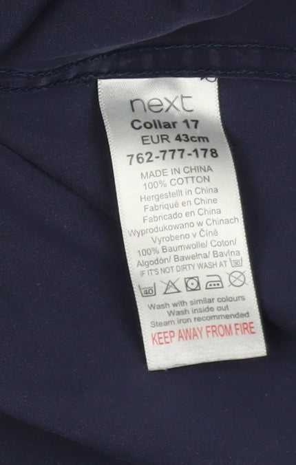 Next Men's Blue Slim Fit Long Sleeve Shirt Size 17