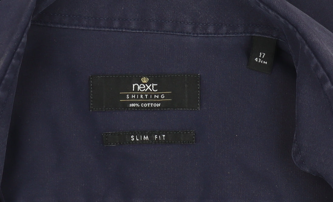 Next Men's Blue Slim Fit Long Sleeve Shirt Size 17