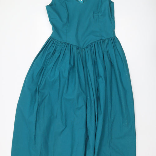 Laura Ashley Women's Green A-Line Midi Dress Size 14