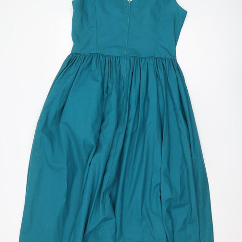 Laura Ashley Women's Green A-Line Midi Dress Size 14