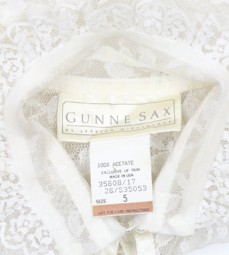 Gunne Sax Womens Ivory Lace Victorian Blouse Size 4