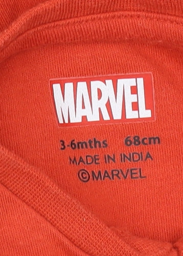Marvel Red Unisex Babygrow 3-6M Superhero Long Sleeve