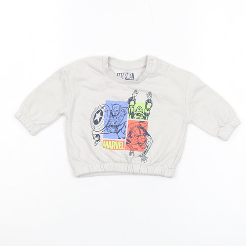 Marvel Unisex Baby Grey Long Sleeve Pullover T-Shirt 0-3M