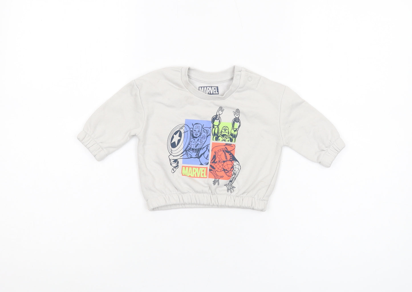 Marvel Unisex Baby Grey Long Sleeve Pullover T-Shirt 0-3M