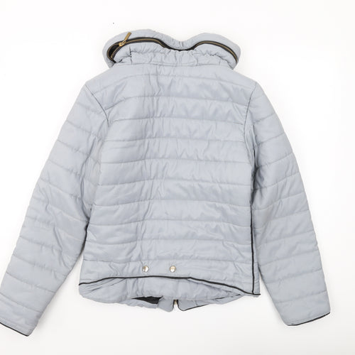 Women's Grey Puffer Jacket, Size S, Winter Hooded Coat
