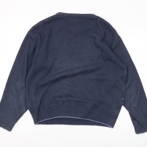 Carson Men's Blue Pullover Jumper M Lightweight Cable Knit