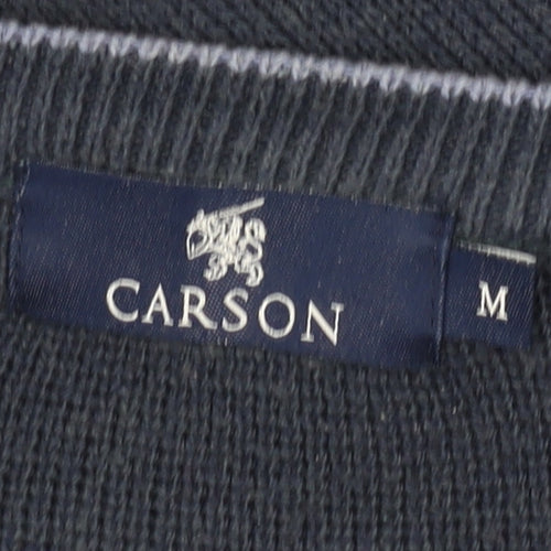 Carson Men's Blue Pullover Jumper M Lightweight Cable Knit