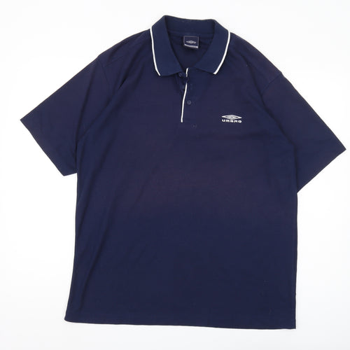 Umbro Men's Blue Short Sleeve Polo Shirt L