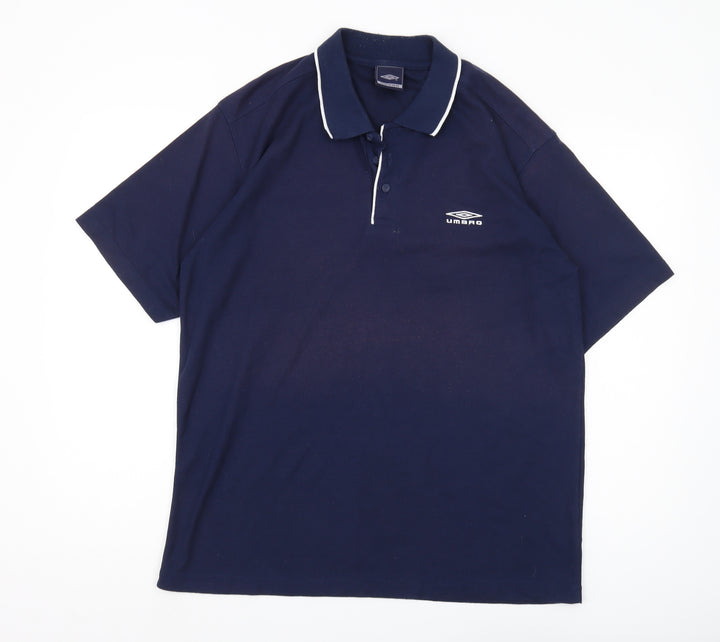 Umbro Men's Blue Short Sleeve Polo Shirt L