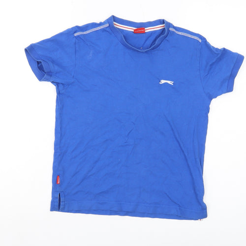 Slazenger Boys Blue T-Shirt 7-8 Years Solid Cotton Casual