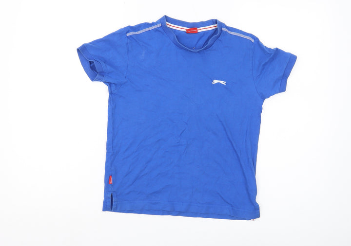 Slazenger Boys Blue T-Shirt 7-8 Years Solid Cotton Casual