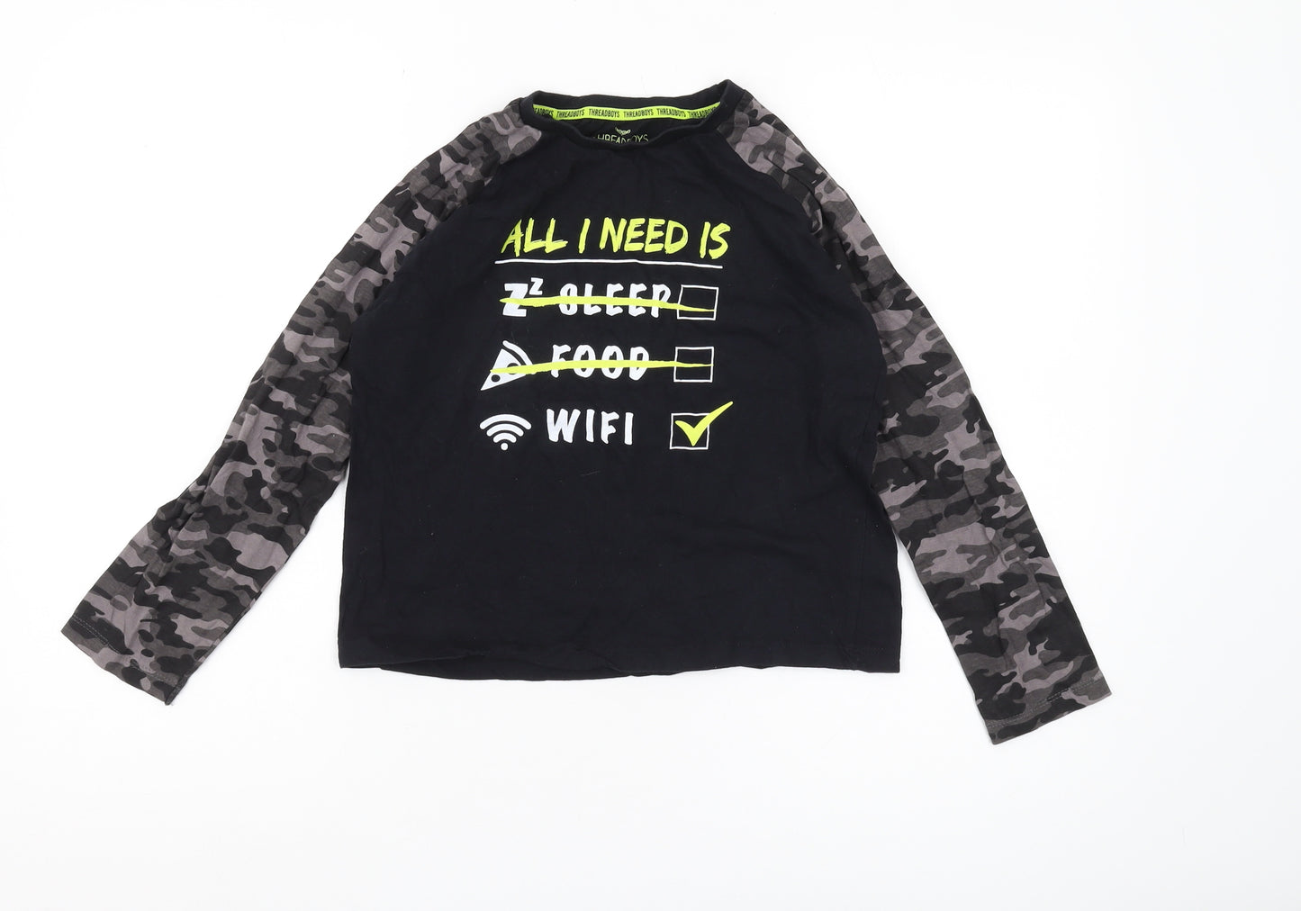Threadboys Boys Black Camouflage Long Sleeve T-Shirt 9-10 Years